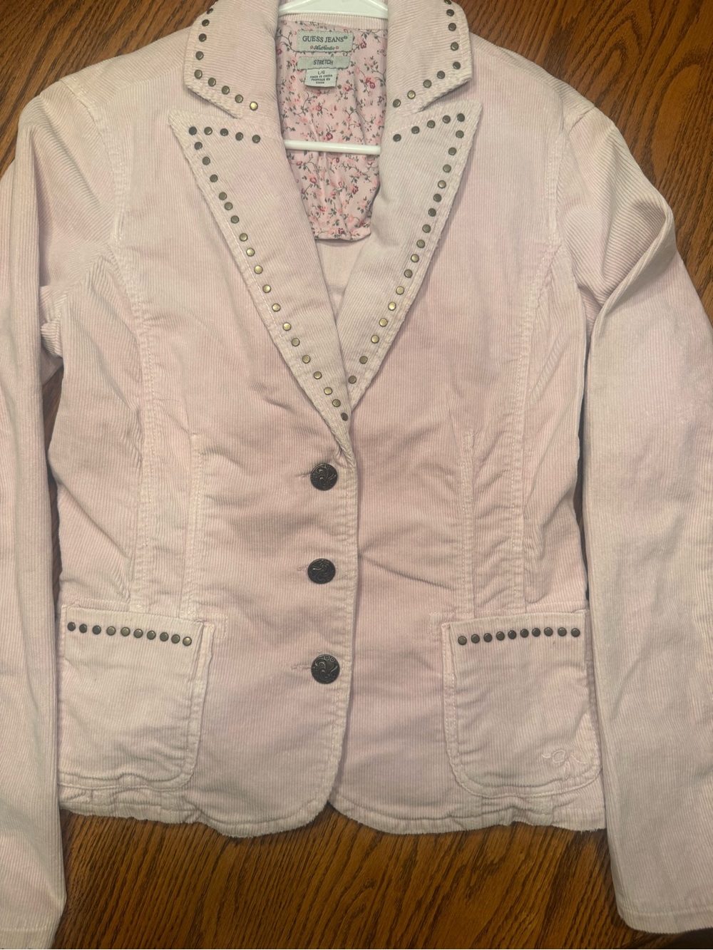 Guess by Marciano Light Pink Studded Corduroy Blazer
